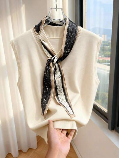 GlowEve Elegant Design Women's Scarf Necktie Knitted Vest