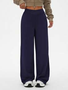 Dewbera Women's Loose Fit Casual Sports Pants, Suitable For Outdoor, Running Wide Leg Sweatpants Wide Leg Yoga Pant Navy Blue Pants Loose Pants Wide Leg Leggings - Navy Blue - View 3