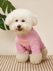 PETSIN 宠物狗生日派对背心可爱泰迪T恤字母印花小狗衣服约克郡柔软双腿连衣裙无帽 - 粉色 - 查看 6