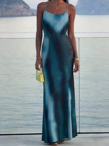 EMERY ROSE 女士优雅蜡染印花宽松吊带连衣裙，适合度假、约会、夏季穿着 - 彩色 - 查看 3