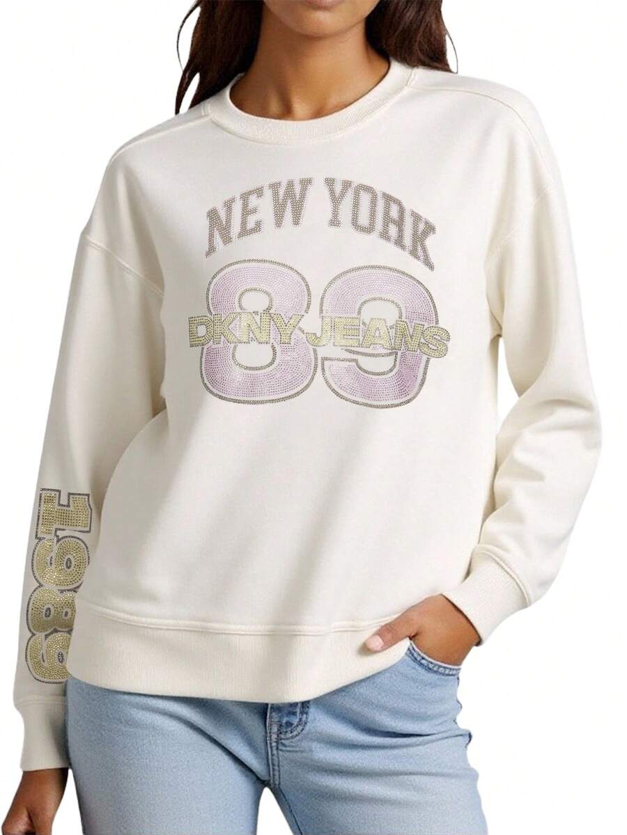 DKNY New York 89 Women's Sweatshirt Beige - 米色 - 查看 1