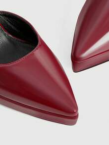 CUCCOO LuxiPop Women Shoes Women's Pointed High-Heeled Pu Light Fabric, Fashionable, Simple And Comfortable, Buckle For Daily Parties And Banquets, Rear Zipper Shoes - Burgundy - View 6