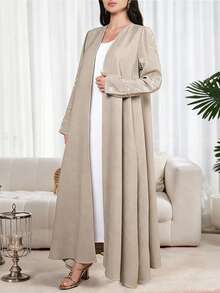 Yasmyna New Embroidered Comfortable Loose Casual Cardigan Robe, Suitable For Vacation And Daily Wear - Camel - View 3