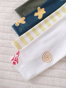 4件套新生儿简约印花长袖连体睡衣套装 - 彩色 - 查看 3