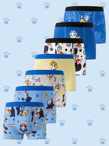 7件套 男童可爱狗狗印花基础款平角内裤，运动风 - 彩色 - 查看 3