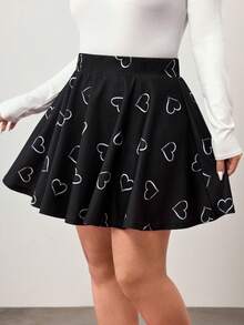 Enliva Váy thun họa tiết trái tim cỡ lớn dành cho nữ, thích hợp làm quà tặng Ngày Valentine, quà tình yêu, quà lãng mạn, chúc mừng Ngày Valentine, năm mới 2026, dành cho dáng người quả táo và tròn trịa. - màu đen - Xem 3