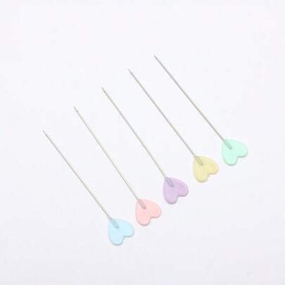 50pcs/100pcs/180pcs Plastic Box Containing Light-Colored Decorative Positioning Pins, Large Pins, And Hand-Sewn Heart-Shaped Positioning Pins