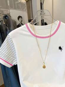 Resyla Women's Knight Print Round Neck Short Sleeve Casual Versatile T-Shirt - White - View 3