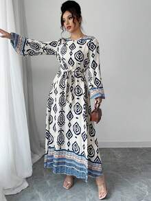 Lacomfia Vestido de manga larga con jacquard tejido para mujer - lago azul - Ver 6