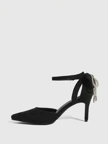 CUCCOO SZL 新款春秋季黑色尖头镂空蝴蝶水钻装饰细高跟女式礼服鞋 - 黑色 - 查看 4