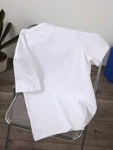 Manfinity Roghcode Áo thun nam tay ngắn cổ tròn dáng rộng in hình ngôi sao năm cánh - trắng - Xem 2