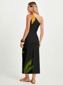 CAJUNI Đầm dài dệt kim TROPICACAU_KNITLONGDRESS - May bằng vải dệt kim - màu đen - Xem 2