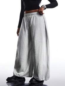 SHEIN EZwear Plus Size Drawstring Waist Loose Sweatpants, Versatile For Sports And Outdoor Activities, Spring/Summer Graduation,Back To School Outfits,Graduation,Teacher Outfits For Women,Back To School