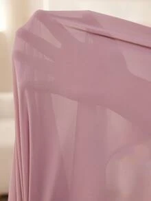 Al Najma 大码女士优雅宽松长款印花拼接雪纺开衫，春秋季 - 粉色 - 查看 6