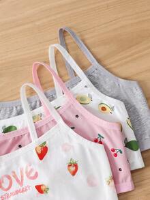 4件装女童可爱休闲水果印花文胸 - 彩色 - 查看 4