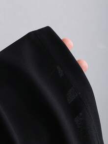 Sweetra Đầm mini nữ thời trang công sở mùa xuân/thu mới, ôm sát, gợi cảm, phối màu tương phản, chất liệu nhung, thắt nơ ở eo. - màu đen - Xem 7