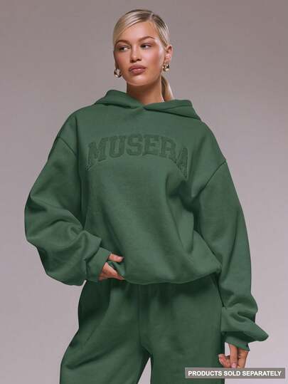 MUSERA Oversized Applique Hoodie Tracksuit Top Only Winter Cute Casual Cosy Cherry Lacquer Spring