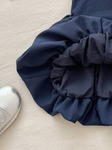 SHEIN 女婴圆领撞色滚边爱心印花无袖连衣裙 - 藏蓝色 - 查看 6