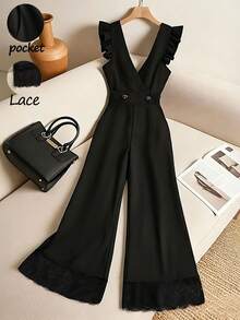 GlowEve Sleeveless Black Casual Jumpsuit With Criss-Cross Neckline Design For Women - Black - View 1