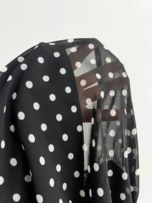 Elamini Black Polka Dot Print High Neck Halter Backless Mini Dress, Women's Spring/Summer , Vacation, Retro, Elegant, Commute, Office, Minimalist, Versatile - Black - View 7