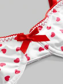 ROMWE Kawaii Valentine's Day Cute Sweet Palace Doll Underwire Bra & Thong Lingerie Set - White - View 3