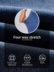 Flexra Plus Size Women Loose Fit Soft Medium Wash Stretchy Flare Jeans - Dark Wash - View 8