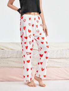 Bonmuse Bộ 3 quần pajama nữ in hình trái tim, chất liệu vải dệt kim polyester, thoải mái khi mặc, mềm mại, nhẹ nhàng, thích hợp cho mùa xuân, mùa hè và mọi mùa. - Nhiều màu - Xem 3