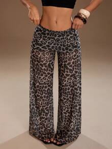 TRNVIE 女士豹纹弹力腰休闲裤