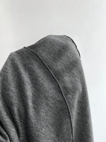 Elamini Sexy Retro Minimalist V-Neck Ruffle Hem Waist Cinched Dress For Women - Dark Grey - View 5