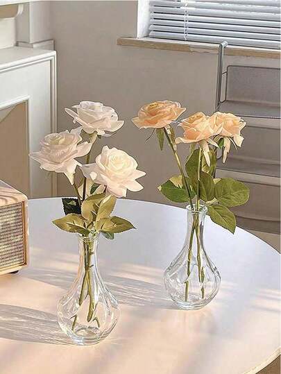 1个/2个复古螺旋水培透明玻璃花瓶，房间装饰，家居摆件桌面花瓶