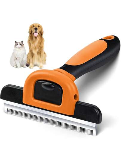 Cepillo para aseo de mascotas, herramienta para desenredar pelo para perros y gatos, reduce efectivamente el desprendimiento de pelo hasta un 95% para pelo corto, mediano y largo de mascotas, color naranja