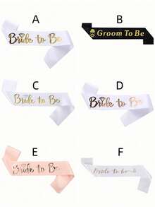 SHEIN 1 件 9.5*79 厘米缎带肩带，婚礼生日派对装饰，多种款式适合新娘、准爸爸、准妈妈、伴娘和伴郎、冠军、获胜肩带、生日礼物，多种颜色 - 白色 - 查看 9