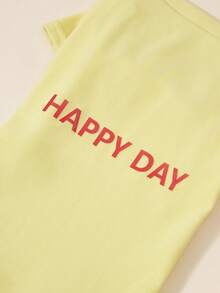 PETSIN Pet Dog Birthday Party Vest Cute Teddy T-Shirt Letter Print Puppy Clothes Yorkshire Soft Two Legs Dress No Hat - Yellow - View 5