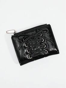 Viva Strut 小巧拉链钱包，时尚百搭的日常携带零钱包 - 黑色 - 查看 2