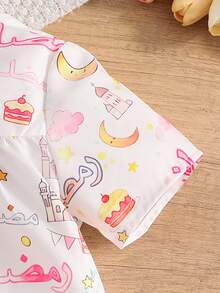 SHEIN 少女圆领编织可爱图案休闲睡衣家居服 - 紅白色 - 查看 11
