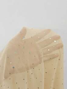 GlowEve Sheer Sequin Mesh Long Sleeve Women Top - Light Yellow - View 6