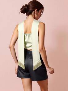 INAWLY Débardeur court unicolore pour femme - Nude - Voir 2