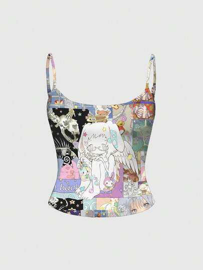 Kawaii Chaleco de mujer con parches de estrella universitaria linda Y2K, alas coreanas y huesos de corazón vintage