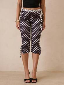 Glamine Women's Elegant Sexy Polka Dot Skinny Capri Pants Crop Pants Polka Dot Pants Women's Pants For Summer Cute Pants Women's Capris - Multicolor - View 1