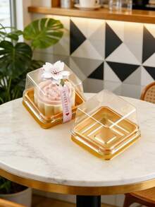 50个/100个装透明盖塑料烘焙容器 - 蛋糕、巧克力、糕点包装盒，生日、婚礼礼物，烘焙工具和厨房配件 - 多色 - 查看 4