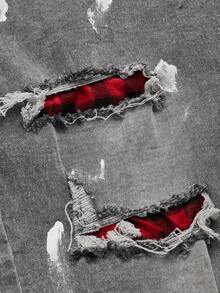 ROMWE MEN Grunge Punk Men's Pocket Patch Design Fashionable Versatile Casual Denim Jeans - Grey - View 6