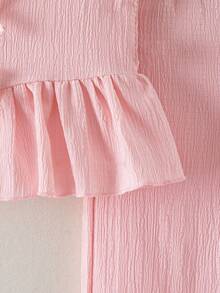 Souflis Souflis 2件套女婴幼儿/新生儿0-3岁休闲甜美日常度假条纹梭织无袖上衣和阔腿裤两件套，春夏款 - 粉色 - 查看 7