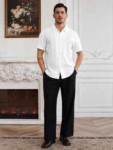 Core Aspect Áo sơ mi nam tay ngắn, vải jacquard, màu trơn, cổ polo, áo sơ mi thường ngày, áo sơ mi trắng, thích hợp cho các hoạt động hàng ngày, tụ họp bạn bè, cuối tuần thư giãn. Đây là món quà tuyệt vời dành cho bạn trai hoặc chồng. Áo sơ mi nam tay ngắn, áo sơ mi nam có họa tiết. - trắng - Xem 5