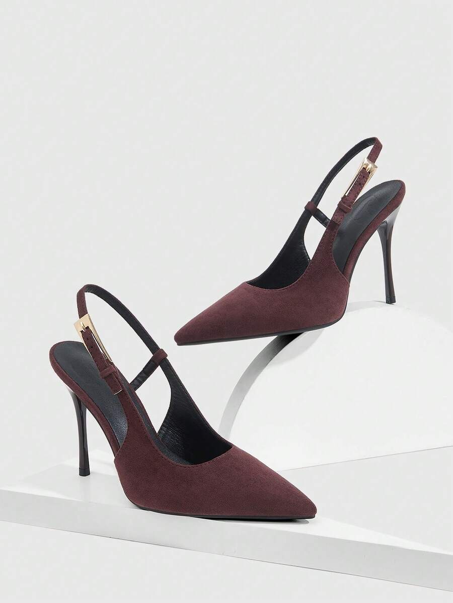 CUCCOO SZL 女士露背性感高跟鞋，侧边金属扣设计，适合派对、约会、通勤及各种圣诞节场合。 - 玫紅色 - 查看 1