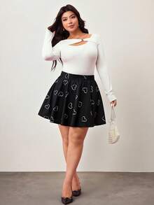 Enliva Váy thun họa tiết trái tim cỡ lớn dành cho nữ, thích hợp làm quà tặng Ngày Valentine, quà tình yêu, quà lãng mạn, chúc mừng Ngày Valentine, năm mới 2026, dành cho dáng người quả táo và tròn trịa. - màu đen - Xem 6