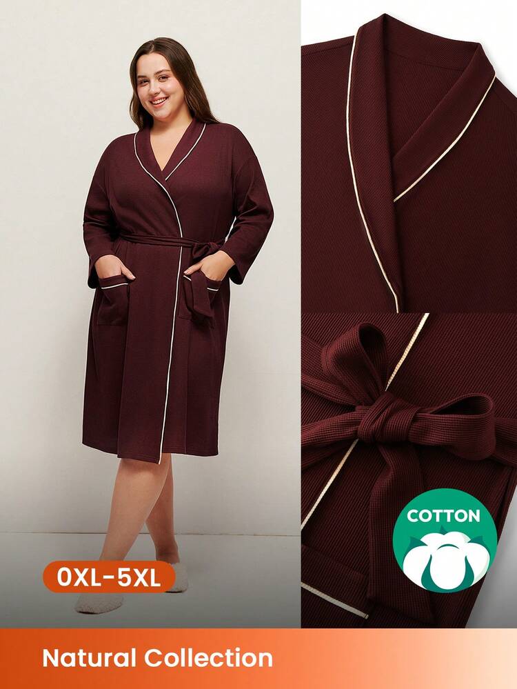 Women Plus Knit Long Robe Women Bath Robe