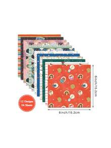 24张/套 DIY相册、剪贴簿、日记本材料纸、卡片制作背景纸，6英寸单面图案纸 - 彩色 - 查看 2