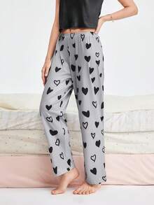Bonmuse Bộ 3 quần pajama nữ in hình trái tim, chất liệu vải dệt kim polyester, thoải mái khi mặc, mềm mại, nhẹ nhàng, thích hợp cho mùa xuân, mùa hè và mọi mùa. - Nhiều màu - Xem 4