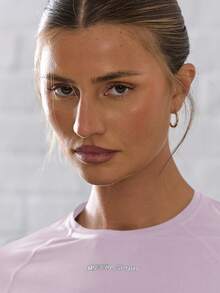 Musera Sport Long Sleeve Slinky Thumb Hole Cropped Active-Wear Top , Padel, Tennis, Pickleball Gym - Purple - View 5