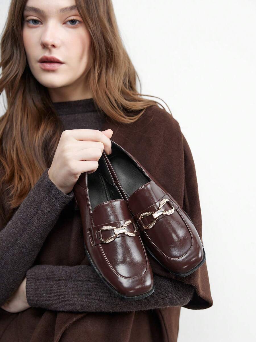 CUCCOO BIZCHIC 2025 New Autumn/Spring Flat Non-Slip Retro British Style Women Loafers, Slip-On Shoes, Christmas Gift Valentine's Day - Coffee Brown - View 1